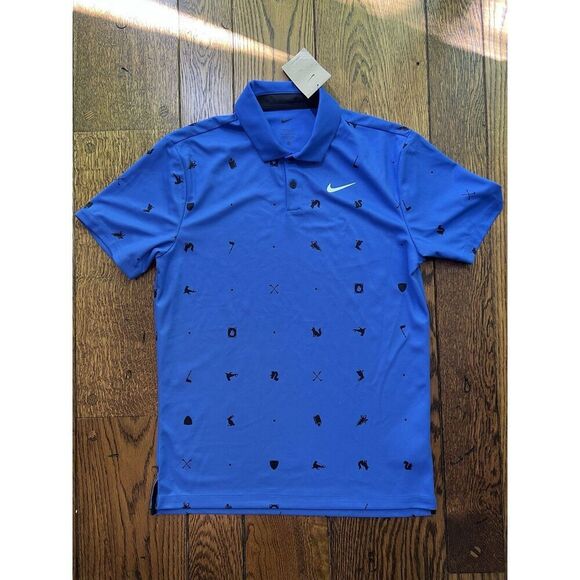 Nike Dri-Fit Tour Icon Polo All Over Print Royal Blue # FQ0426-405 Mens Large - Picture 1 of 5